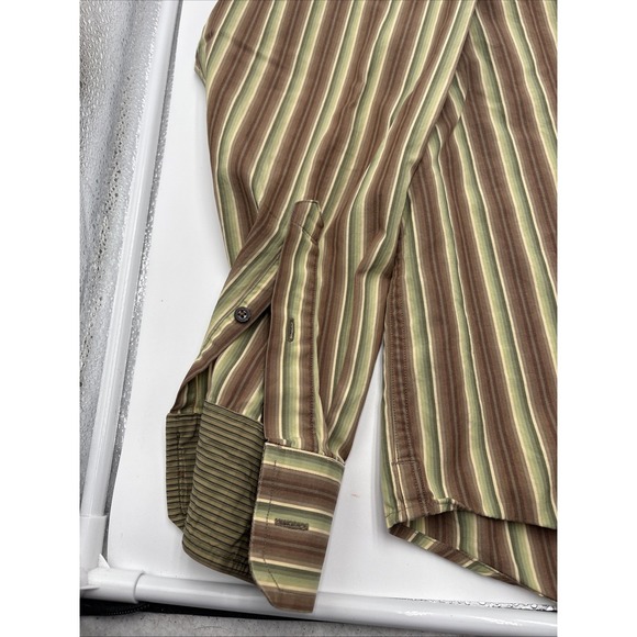 Banana Republic Men's Long Sleeve Button Up Shirt Size Large Brown Stripes - Picture 5 of 12
